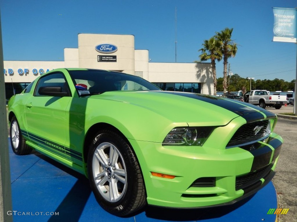 2013 Mustang V6 Premium Coupe - Gotta Have It Green / Charcoal Black photo #7