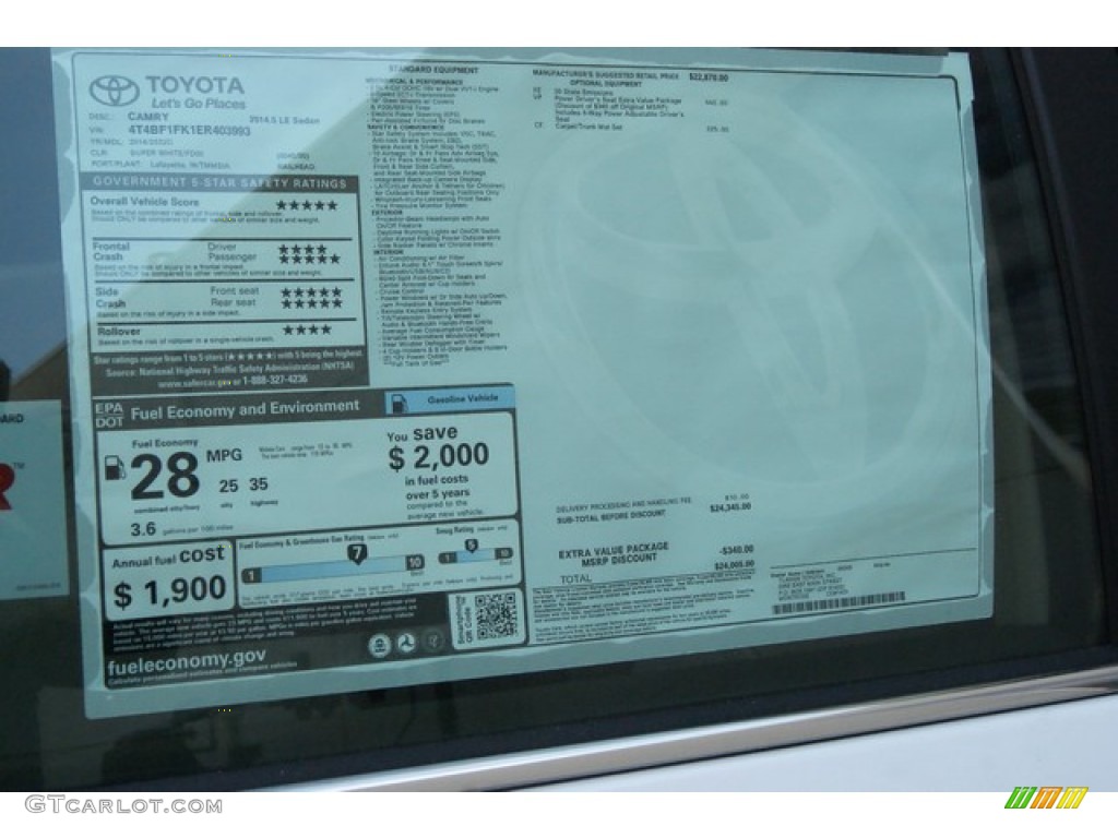 2014 Camry LE - Super White / Ivory photo #10