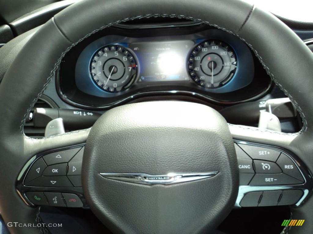 2015 Chrysler 200 S Black Steering Wheel Photo #93613294