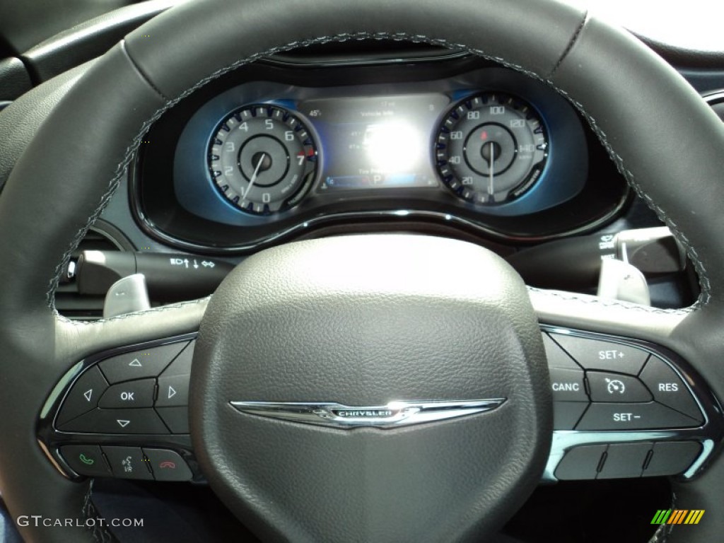 2015 Chrysler 200 S Black Steering Wheel Photo #93613294