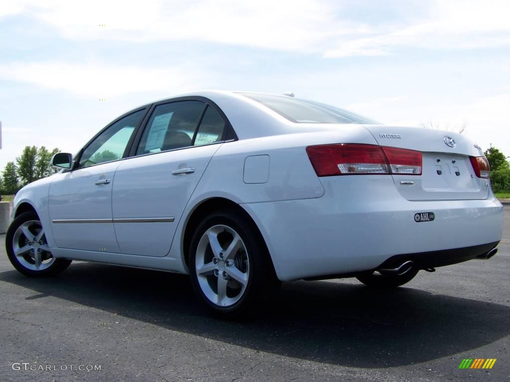 2008 Sonata Limited V6 - Powder White Pearl / Beige photo #4