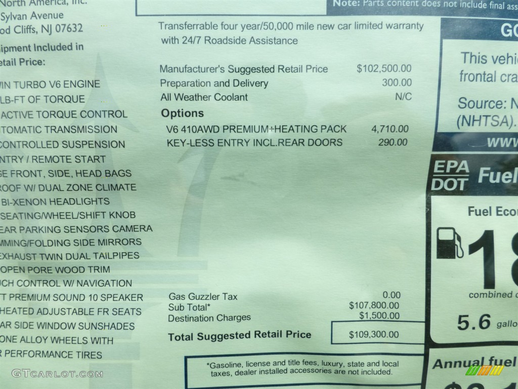 2014 Maserati Quattroporte S Q4 AWD Window Sticker Photo #93621942