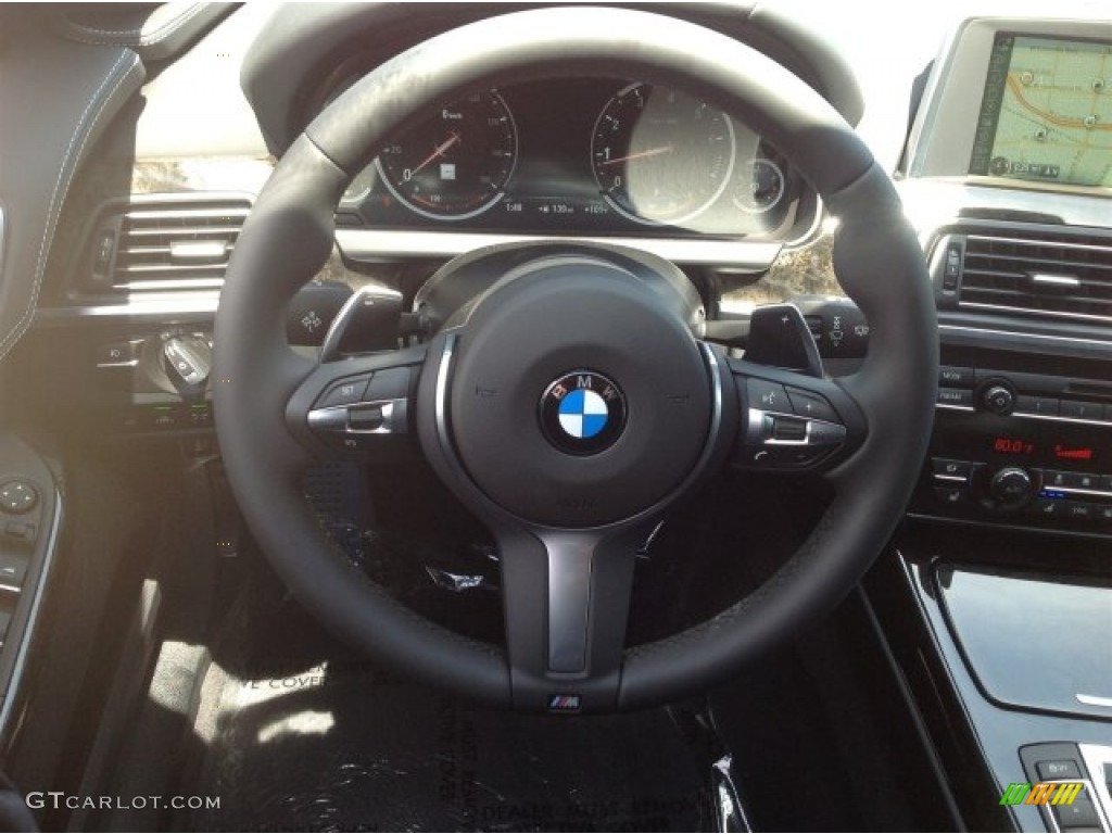 2015 BMW 6 Series 650i Gran Coupe Black Steering Wheel Photo #93623395