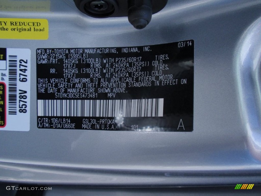 2014 Sienna XLE - Silver Sky Metallic / Light Gray photo #37