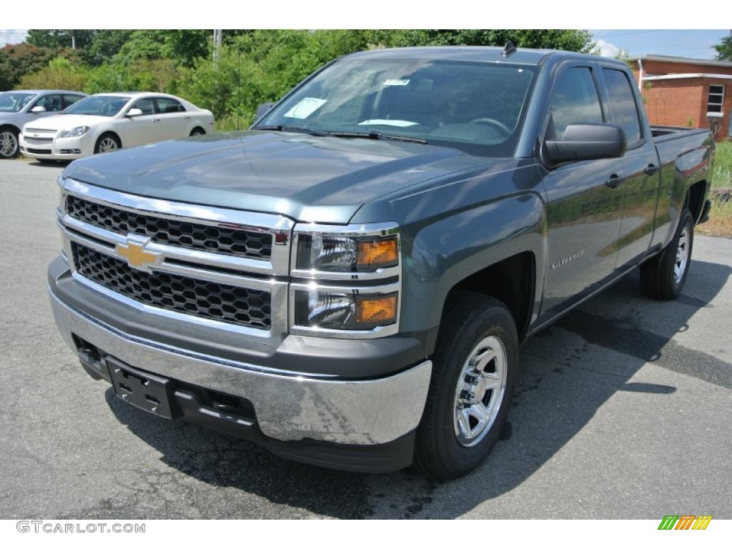 2014 Silverado 1500 WT Double Cab 4x4 - Blue Granite Metallic / Jet Black/Dark Ash photo #2