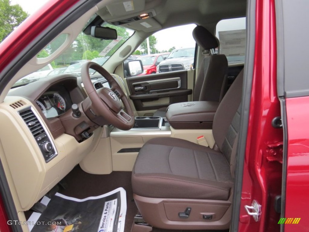 2014 1500 SLT Quad Cab - Deep Cherry Red Crystal Pearl / Canyon Brown/Light Frost Beige photo #7