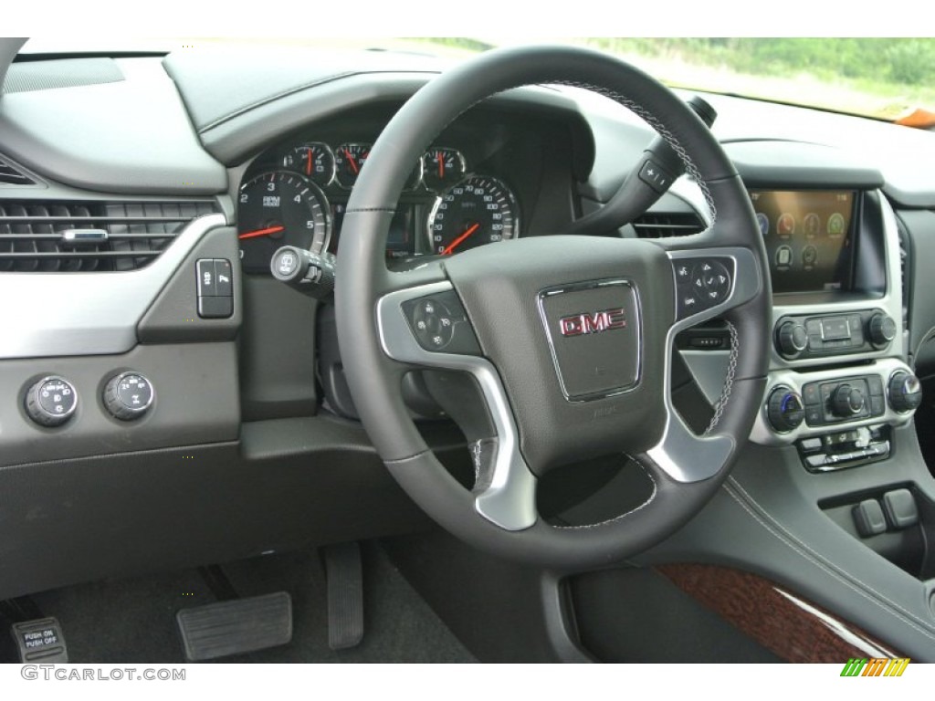 2015 GMC Yukon SLE 4WD Jet Black Steering Wheel Photo #93680396