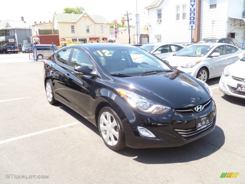 2012 Elantra Limited - Midnight Black / Gray photo #2