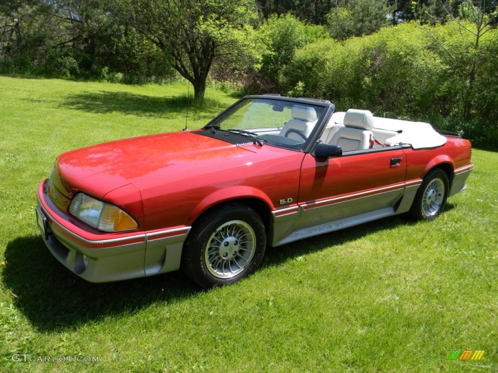 1987 Mustang GT Convertible - Medium Scarlet Red / White photo #1