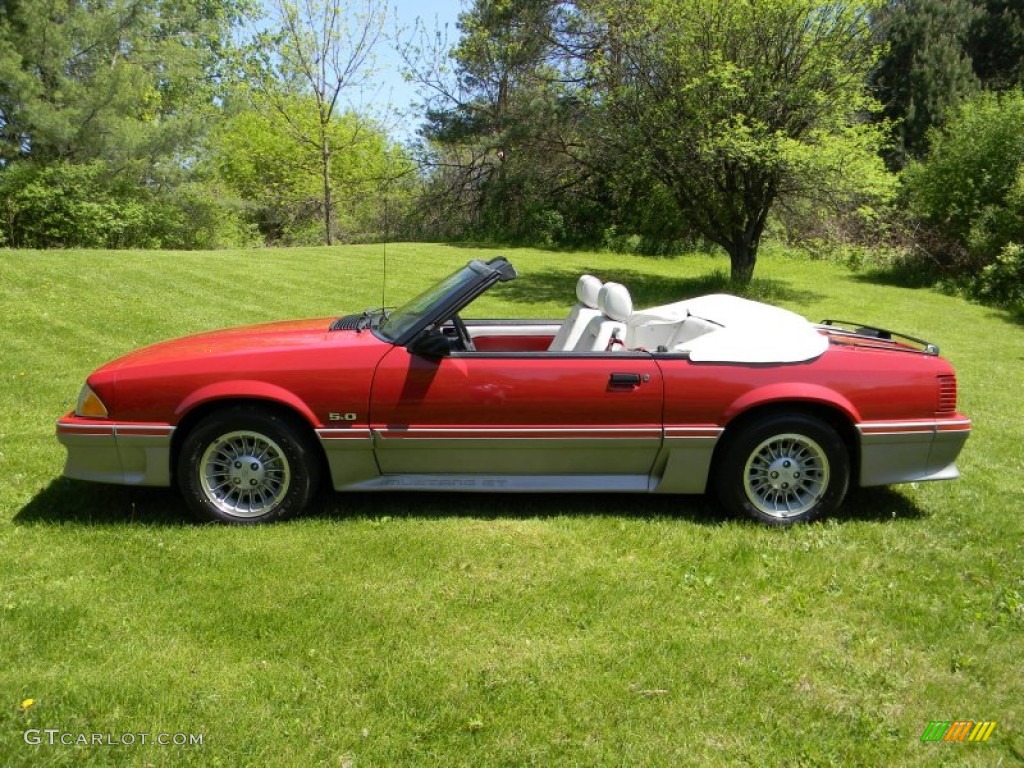 1987 Mustang GT Convertible - Medium Scarlet Red / White photo #2