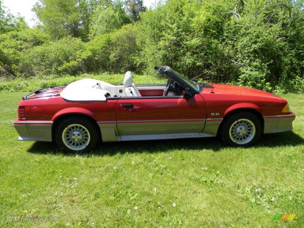 1987 Mustang GT Convertible - Medium Scarlet Red / White photo #6