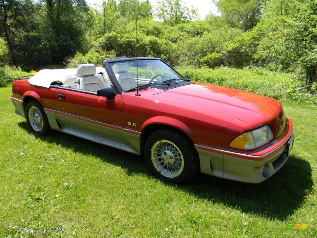 1987 Mustang GT Convertible - Medium Scarlet Red / White photo #7