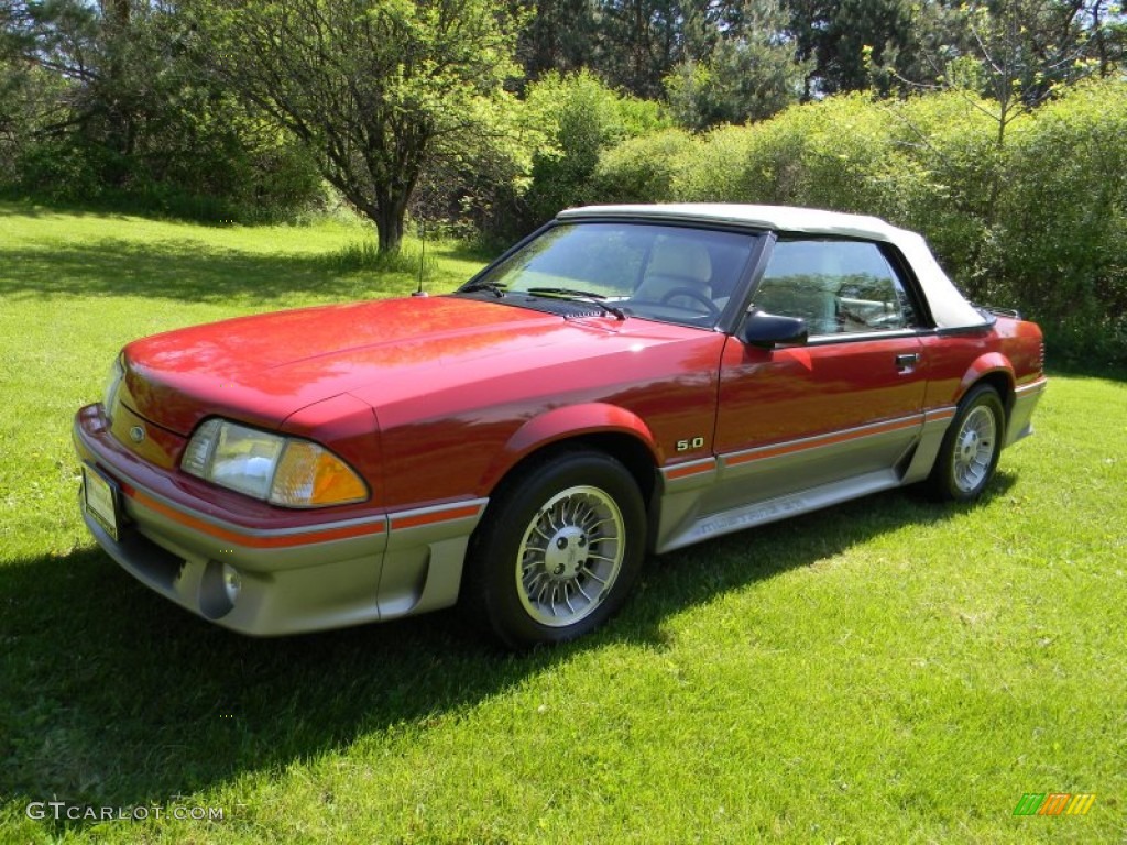 1987 Mustang GT Convertible - Medium Scarlet Red / White photo #9