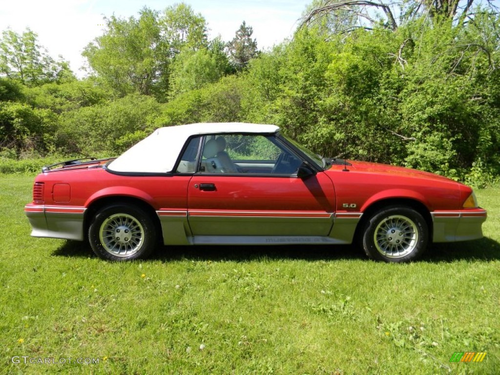 1987 Mustang GT Convertible - Medium Scarlet Red / White photo #14