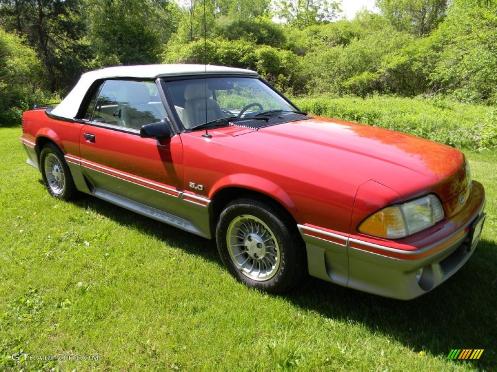 1987 Mustang GT Convertible - Medium Scarlet Red / White photo #15