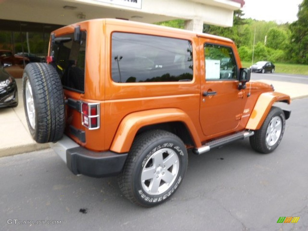 2011 Wrangler Sahara 4x4 - Mango Tango Pearl / Black/Dark Saddle photo #8