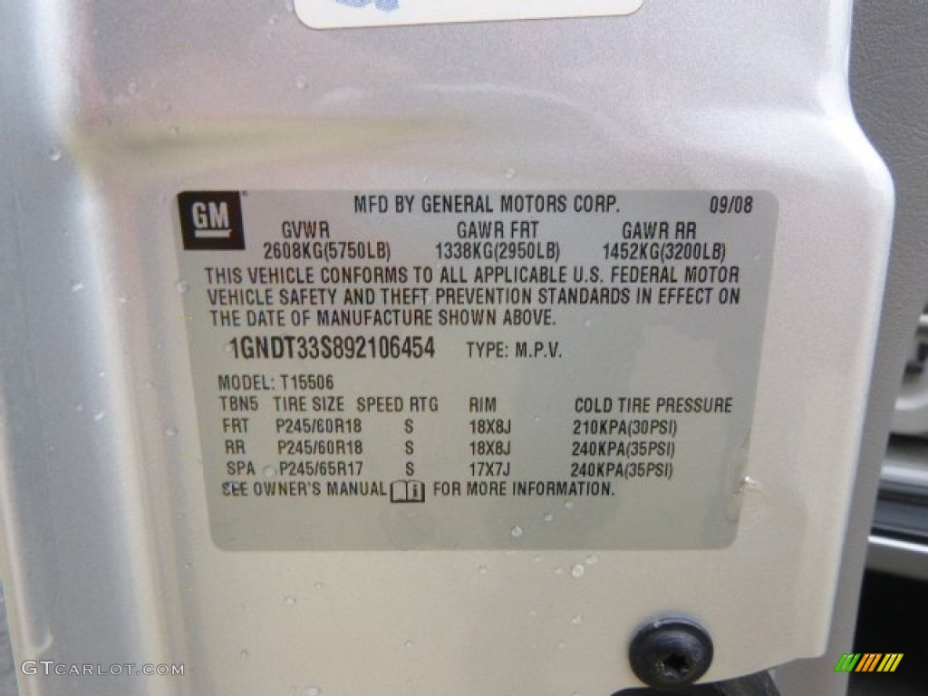 2009 TrailBlazer LT 4x4 - Silver Ice Metallic / Gray photo #20