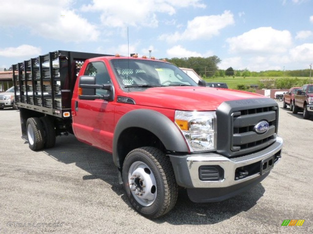 Vermillion Red 2014 Ford F550 Super Duty XL Regular Cab 4x4 Stake Truck Exterior Photo #93752855