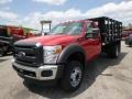 Vermillion Red - F550 Super Duty XL Regular Cab 4x4 Stake Truck Photo No. 4