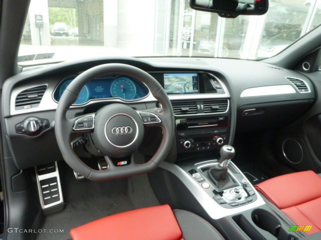 Black/Magma Red Interior 2014 Audi S4 Premium plus 3.0 TFSI quattro Photo #93753029