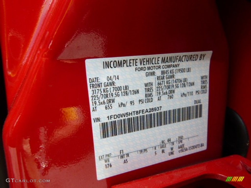 2015 Ford F550 Super Duty XL Crew Cab 4x4 Chassis Color Code Photos
