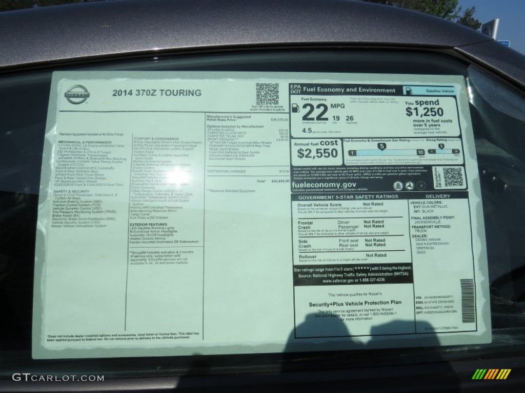 2014 Nissan 370Z Touring Coupe Window Sticker Photo #93758315