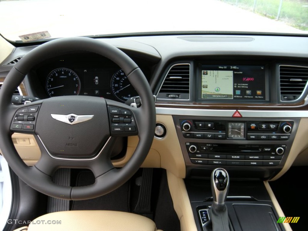 2015 Hyundai Genesis 3.8 Sedan Beige Dashboard Photo #93758525