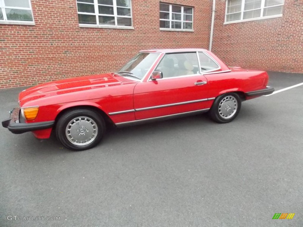 1988 SL Class 560 SL Roadster - Signal Red / Parchment photo #1