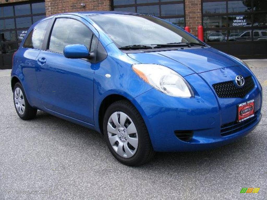 2007 Yaris 3 Door Liftback - Blazing Blue Metallic / Dark Charcoal photo #1