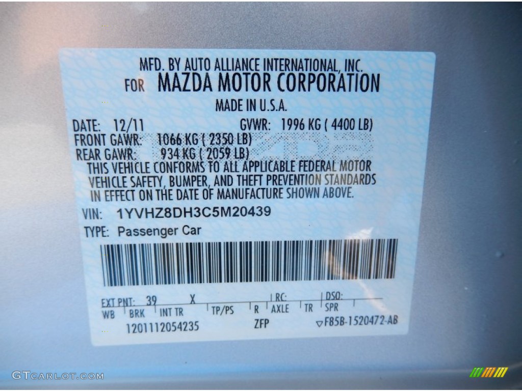 2012 MAZDA6 i Touring Sedan - Ingot Silver / Black photo #26