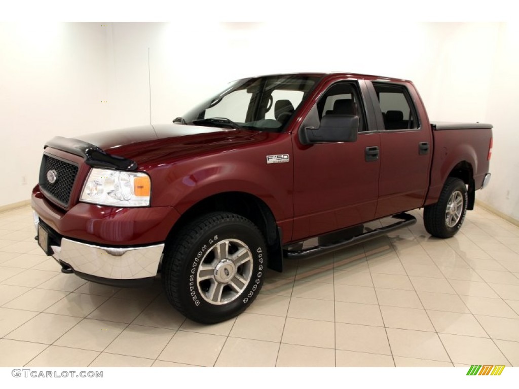 2005 F150 XLT SuperCrew 4x4 - Dark Toreador Red Metallic / Medium Flint/Dark Flint Grey photo #3