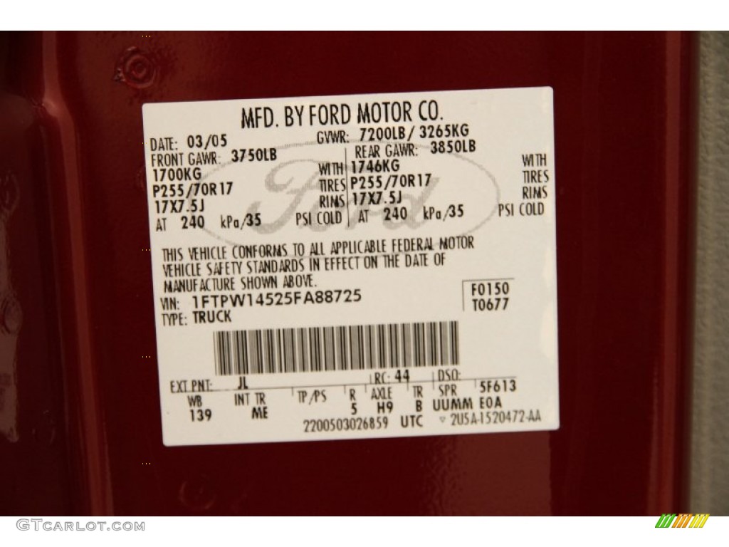 2005 F150 XLT SuperCrew 4x4 - Dark Toreador Red Metallic / Medium Flint/Dark Flint Grey photo #14