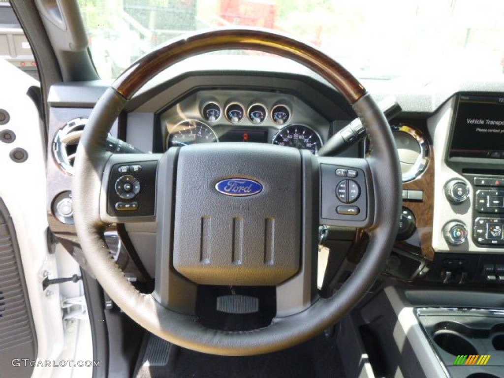 2015 Ford F350 Super Duty Platinum Crew Cab 4x4 Platinum Black Steering Wheel Photo #93776825