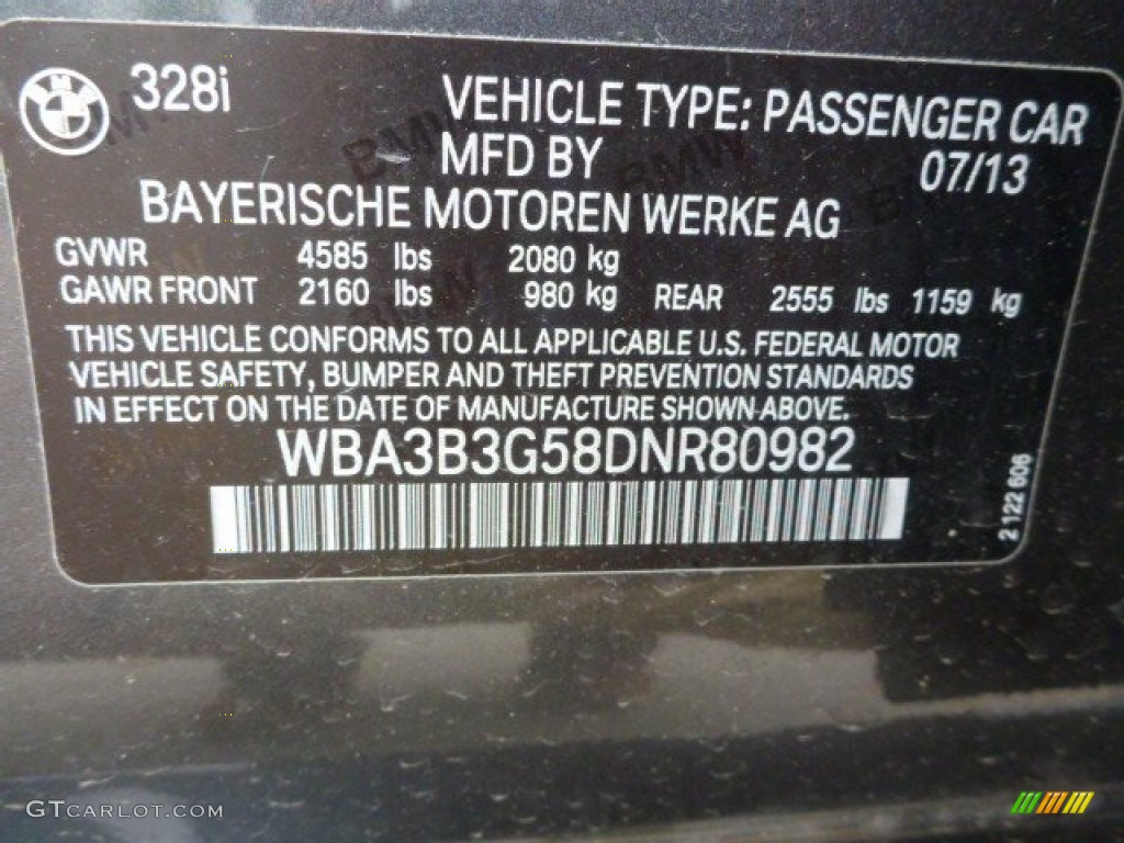 2013 3 Series 328i xDrive Sedan - Mineral Grey Metallic / Black photo #13