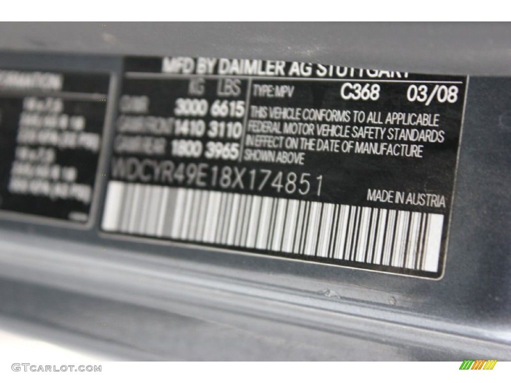 2008 Mercedes-Benz G 500 Color Code Photos