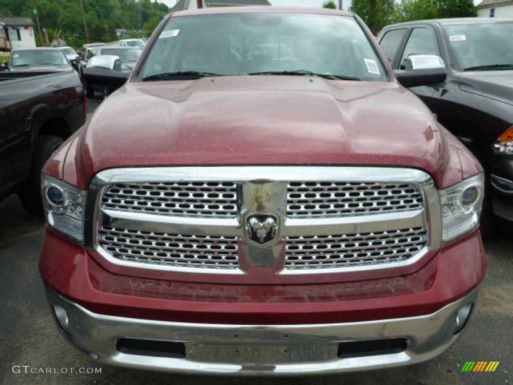 2014 1500 Laramie Crew Cab 4x4 - Deep Cherry Red Crystal Pearl / Black photo #8