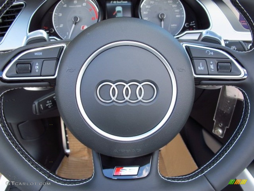 2014 Audi S5 3.0T Premium Plus quattro Cabriolet Black/Lunar Silver Steering Wheel Photo #93788237