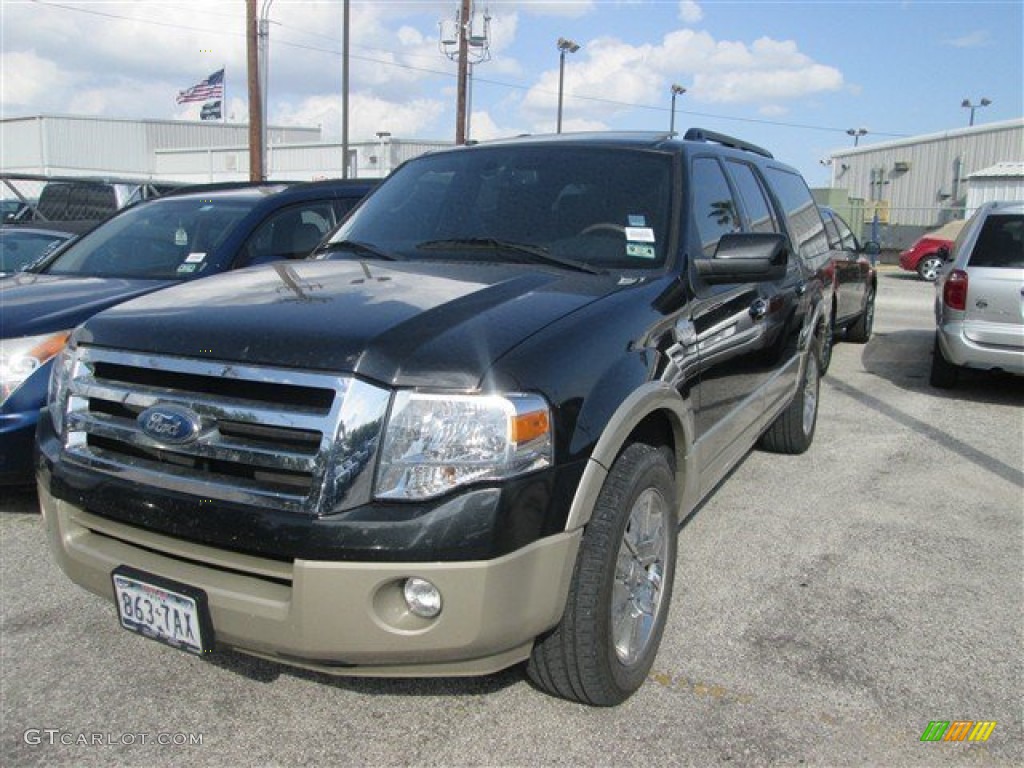 2010 Expedition EL King Ranch - Tuxedo Black / Chaparral Leather/Charcoal Black photo #2