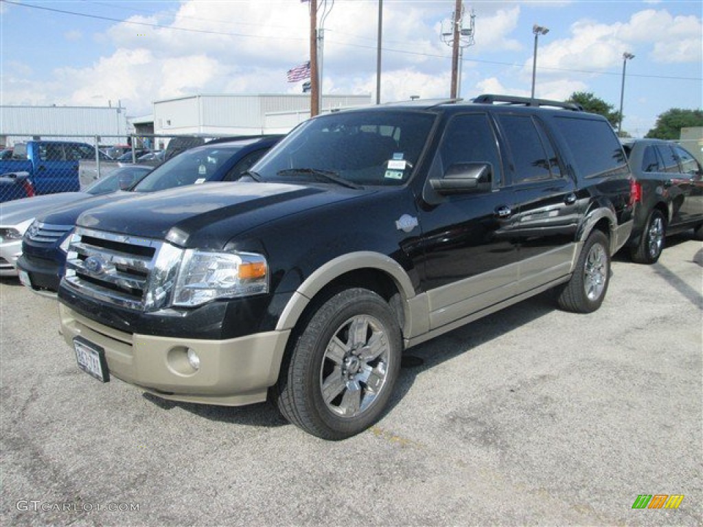 2010 Expedition EL King Ranch - Tuxedo Black / Chaparral Leather/Charcoal Black photo #3
