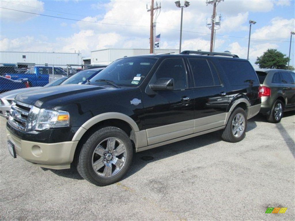 2010 Expedition EL King Ranch - Tuxedo Black / Chaparral Leather/Charcoal Black photo #4