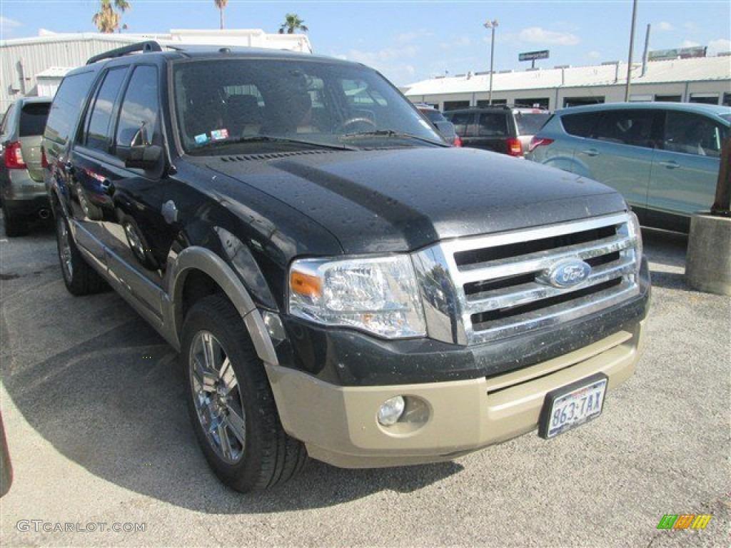 2010 Expedition EL King Ranch - Tuxedo Black / Chaparral Leather/Charcoal Black photo #13