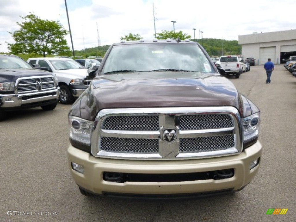 2014 2500 Laramie Longhorn Crew Cab 4x4 - Western Brown / Canyon Brown/Light Frost Beige photo #3