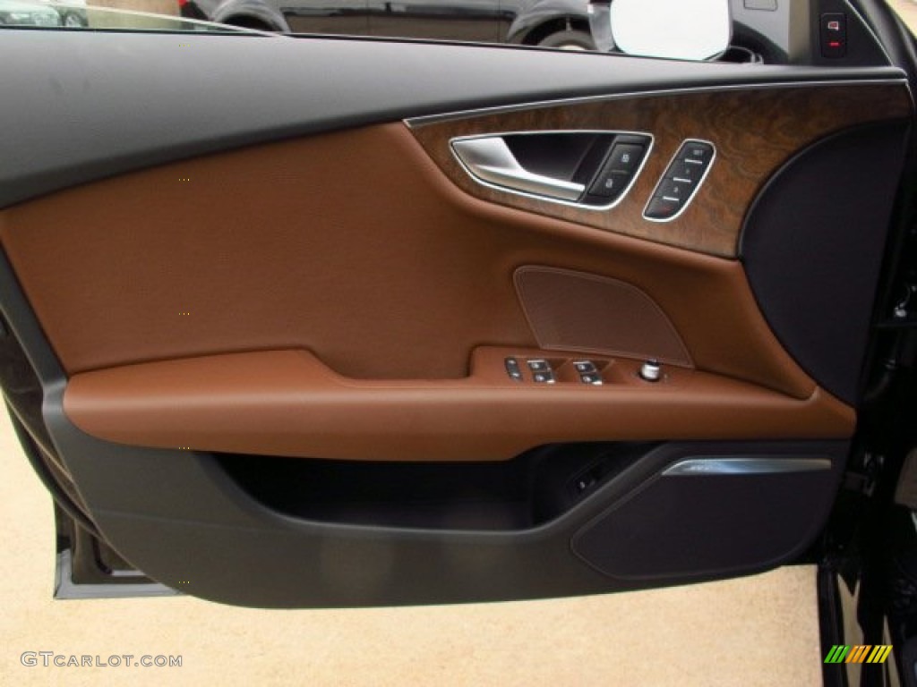 2014 Audi A7 3.0T quattro Premium Plus Nougat Brown Door Panel Photo #93814453