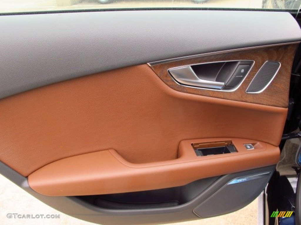 2014 Audi A7 3.0T quattro Premium Plus Nougat Brown Door Panel Photo #93814498
