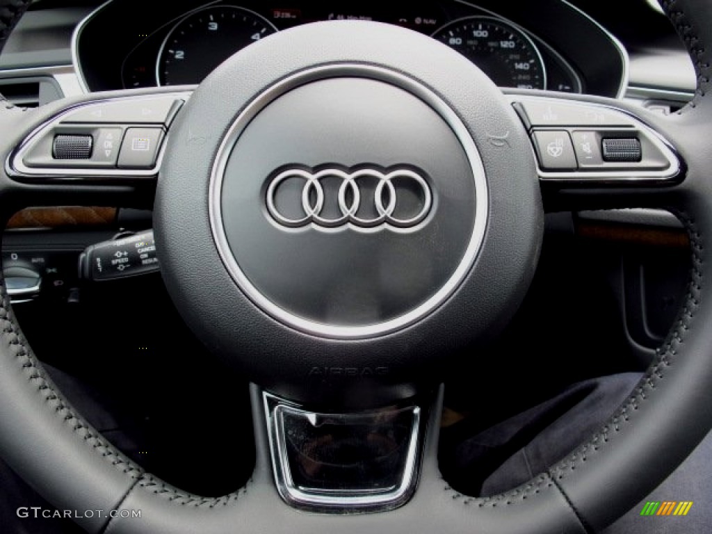 2014 Audi A7 3.0 TDI quattro Premium Plus Black Steering Wheel Photo #93815203