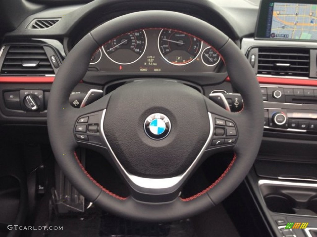 2014 BMW 4 Series 428i Convertible Black Steering Wheel Photo #93817570