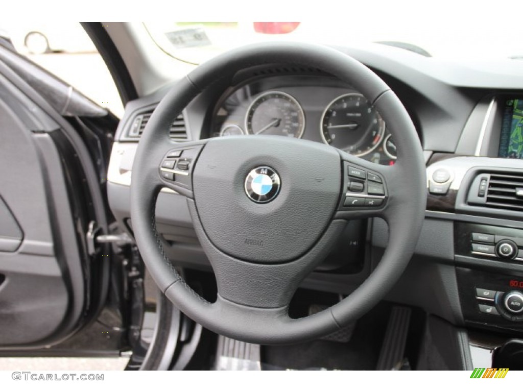2014 BMW 5 Series 528i xDrive Sedan Black Steering Wheel Photo #93818386