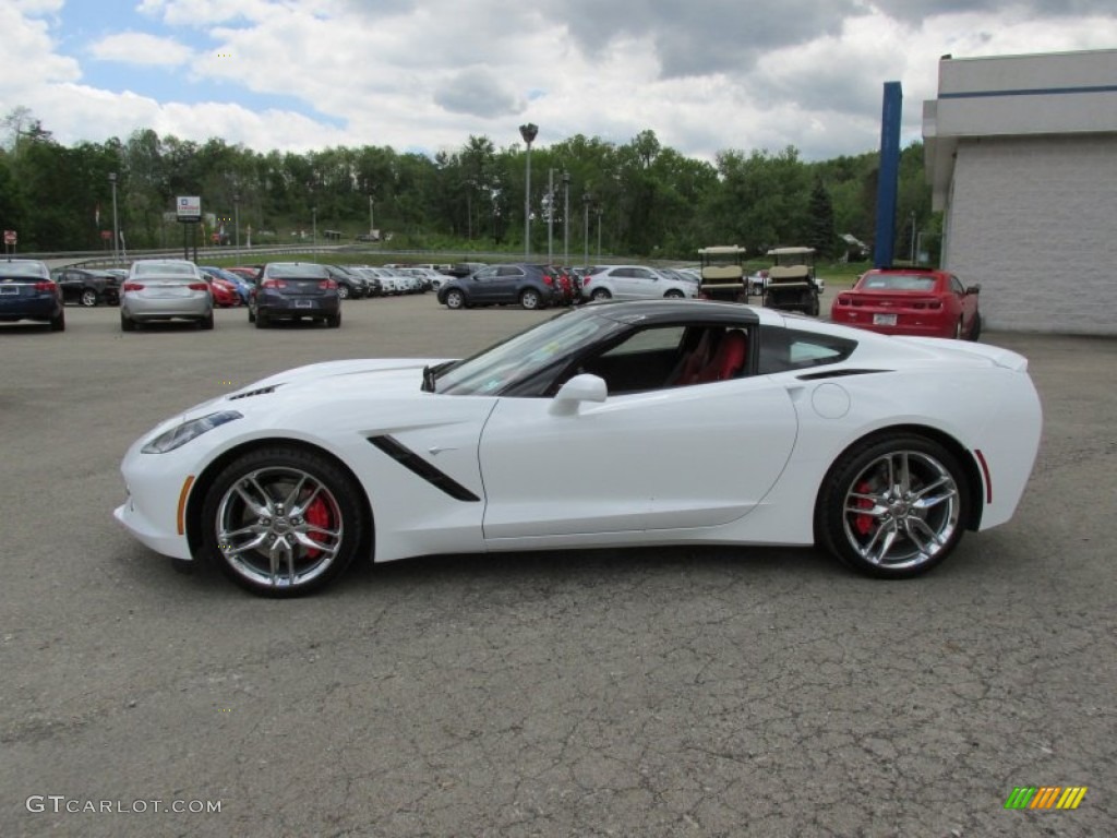 2014 Corvette Stingray Coupe Z51 - Arctic White / Adrenaline Red photo #2