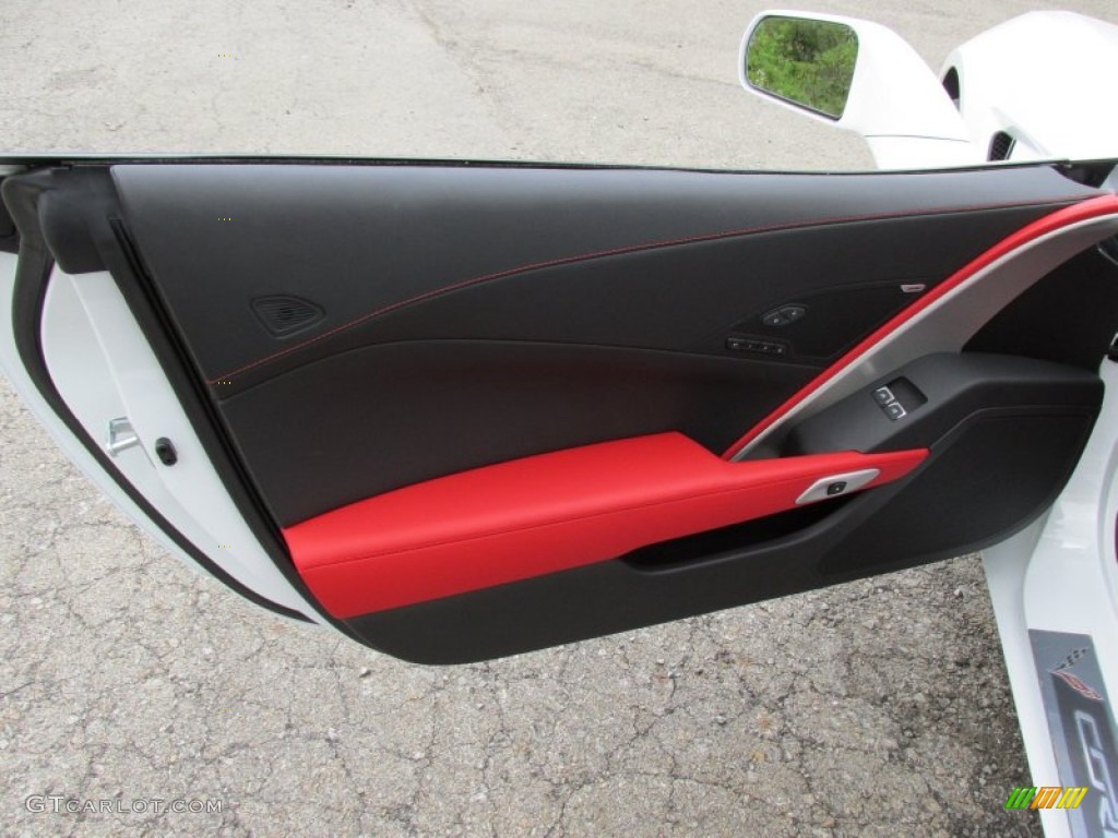 2014 Chevrolet Corvette Stingray Coupe Z51 Adrenaline Red Door Panel Photo #93818881
