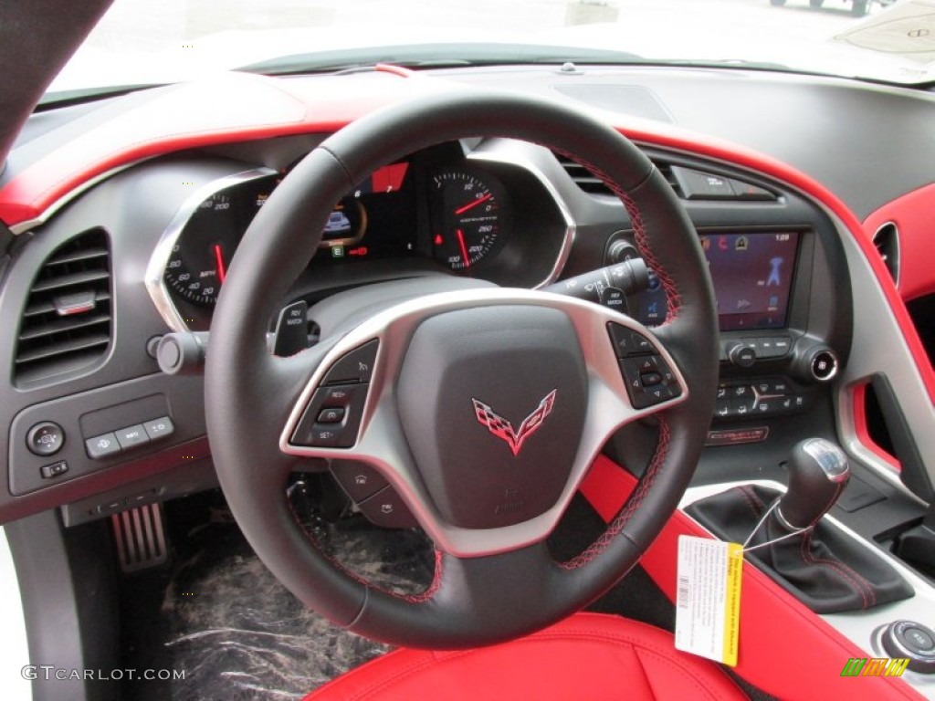 2014 Chevrolet Corvette Stingray Coupe Z51 Adrenaline Red Steering Wheel Photo #93818935